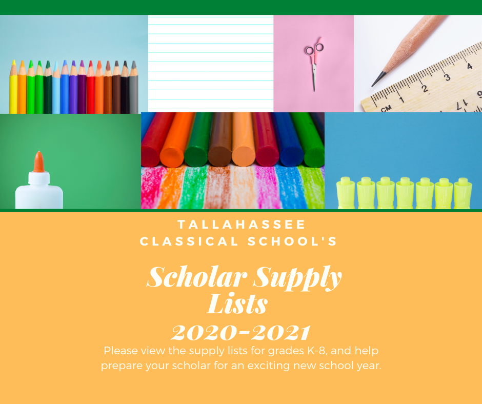 Scholar Supply Lists Tallahassee Classical School